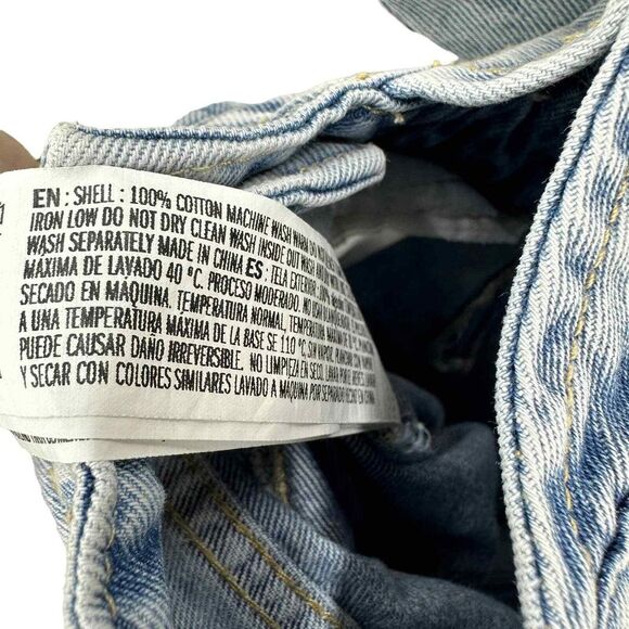 Forever 21 Distressed Acid Wash Denim Crop Overalls Y2K Look Women's Size SMALL - Picture 7 of 7